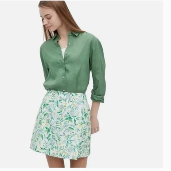 Ellen Tracy Pants - Ellen Tracy Women’s Floral Print Linen Blend Short, Green Combo, Small